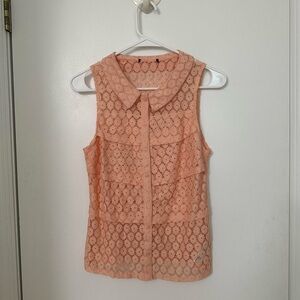 Peach Lace Sleeveless Top